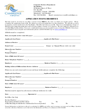 Application for Water Service