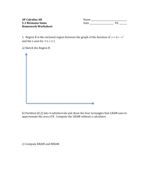 Calculus Riemann Sums Homework Worksheet