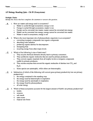 AP Biology Reading Quiz - Ch 55 (Ecosystems)