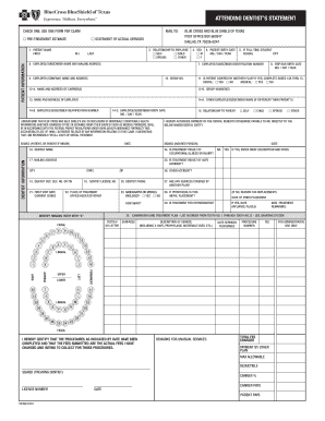 Attending Dentist's Statement Form