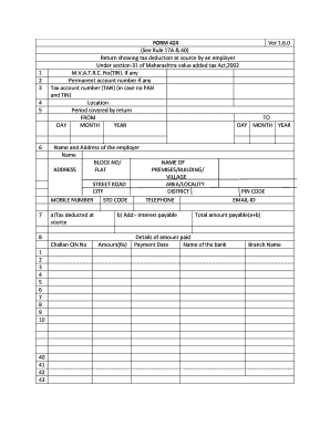 Maharashtra Value Added Tax Return Form 424