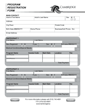 Program Registration Form