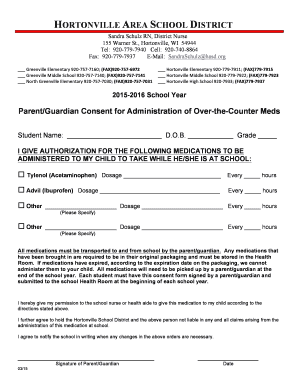 Parent Consent for Over-the-Counter Meds