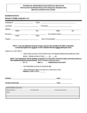 Higher Education Graduate Exam Application