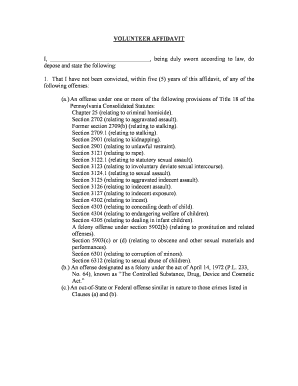 Volunteer Affidavit
