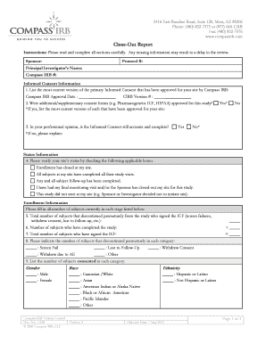 Compass IRB Close-Out Report