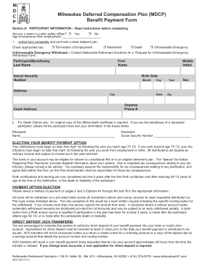 Milwaukee Deferred Compensation Plan Benefit Payment Form