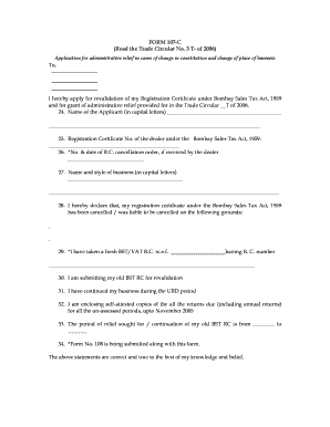 Form 107-C Application for Administrative Relief