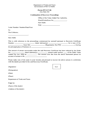 Delhi VAT Recovery Certificate Continuation