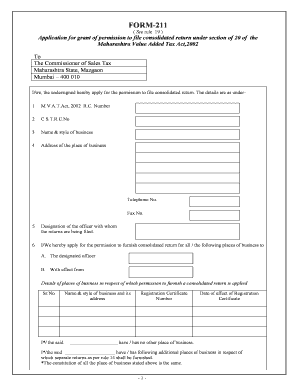 Form 211 Application for Consolidated Return