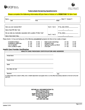 Tuberculosis Screening Questionnaire