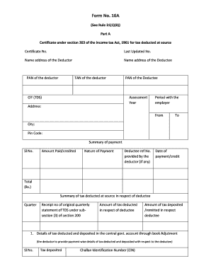 Form 16A Certificate for TDS