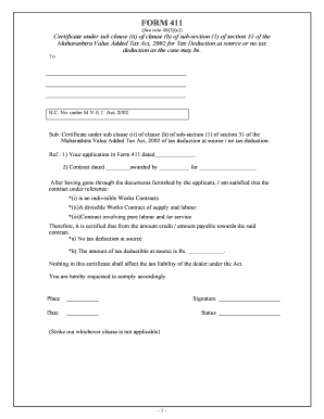 Form 411 Certificate for Tax Deduction