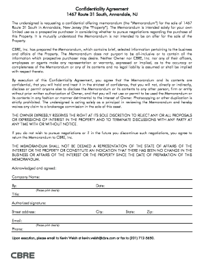 Confidentiality Agreement for Property Sale