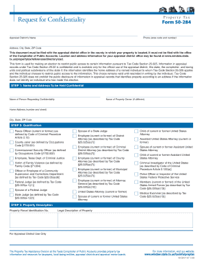 Texas Property Tax Confidentiality Request Form 50-284