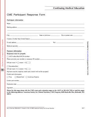 CME Participant Response Form