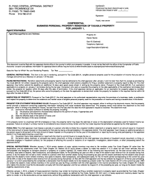 Texas Business Personal Property Rendition Form