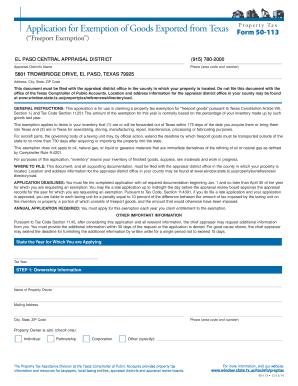 Texas Freeport Exemption Application