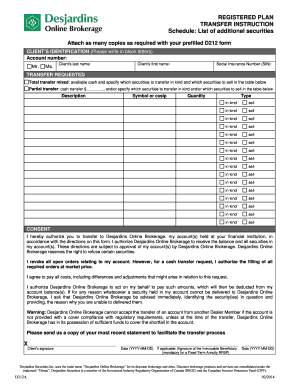 Desjardins Registered Plan Transfer Instruction Form