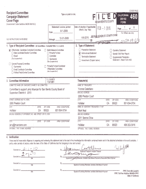 California Form 460 Campaign Statement