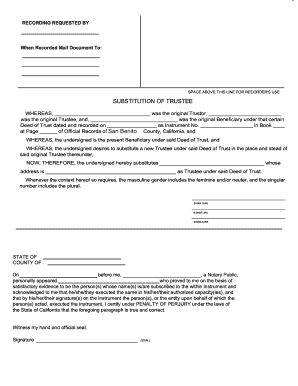 Substitution of Trustee Form
