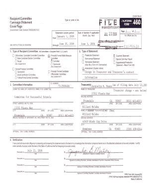 California Campaign Statement Form 460