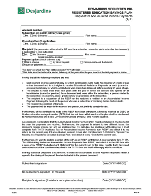 Registered Education Savings Plan Request for Accumulated Income Payments