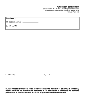 Purchaser Commitment Form