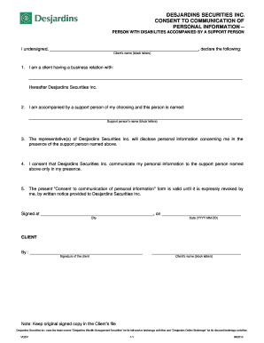 Consent to Communication of Personal Information