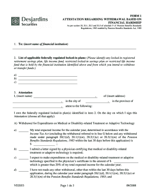 Attestation Regarding Withdrawal Based on Financial Hardship