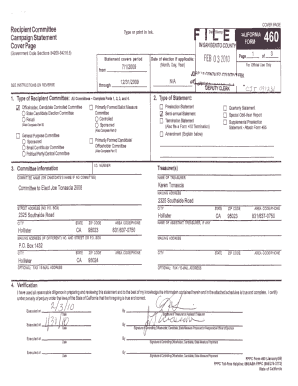 California Form 460 Campaign Statement