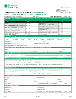 Formulaire d'ouverture de compte et conventions
