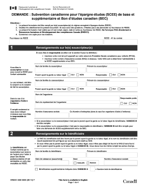 Formulaire de demande : Subvention canadienne pour l'épargne-études (SCEE) de base et supplémentaire et Bon d'études canadien (BEC)
