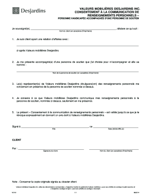 Consentement à la communication de renseignements personnels – personne handicapée accompagnée d’une personne de soutien
