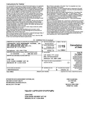Form 1099-C Cancellation of Debt