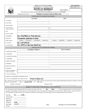 Philippine Marriage Registration Form