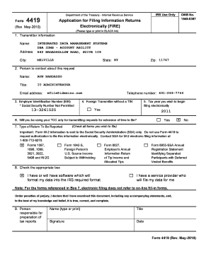 IRS Form 4419 Application for Filing Information Returns