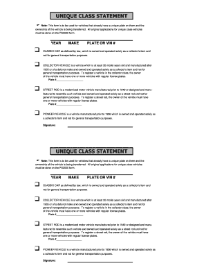 Unique Class Vehicle Transfer Statement