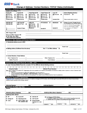 Change of Address and FATCA Status Form