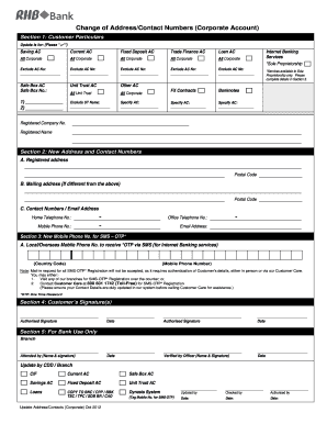 Corporate Account Change of Address Form