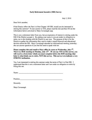 Teacher continuation letter to the principal - Early Retirement Incentive ERI Survey - Sachem - sachem