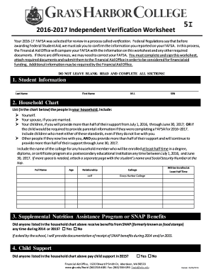 2016-2017 FAFSA Verification Worksheet