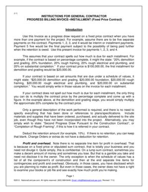 Progress Billing Invoice for Fixed Price Contract