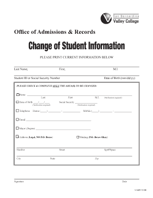 Change of Student Information Form