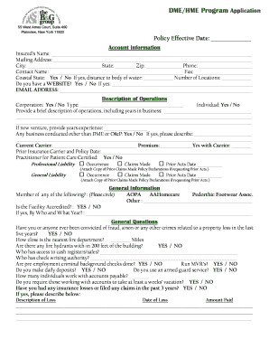 DME/HME Program Application