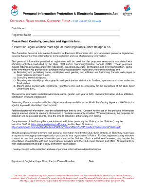 Officials Registration Consent Form