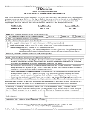 Satisfactory Academic Progress Appeal Form