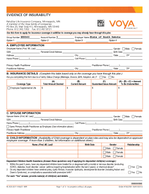 Evidence of Insurability Form
