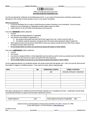 2015-2016 Family Size Clarification Form