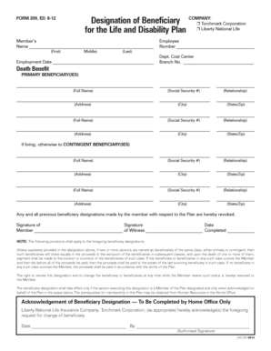 Employee Beneficiary Designation Form